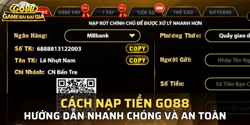 Cách nạp tiền GO88